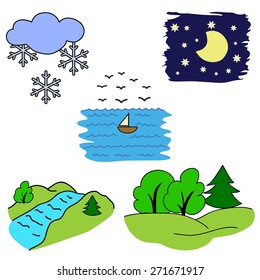 set of pictures for children nature