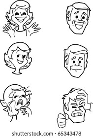 Set of pictures of emotions of the man and the woman - a vector