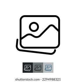 Set of pictures linear icon. Digital photo library. Multimedia management. GUI, UX design.