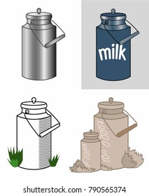 Set of pictures of the milk cans
