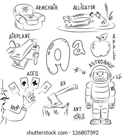 Set of pictures on Alphabet theme