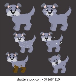 Set pictures of one dog. Vector.