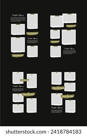 Set Pictures or photos frame collage. comics page grid layout abstract photo frames and digital photo wall template