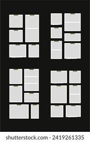 Set Pictures or photos frame collage. comics page grid layout abstract photo frames and digital photo wall template