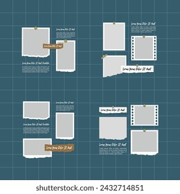 Set Pictures or photos frame collage abstract photo frames and digital photo wall template