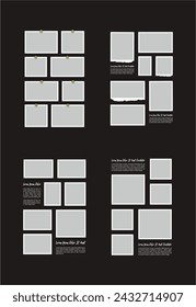 Set Pictures or photos frame collage abstract photo frames and digital photo wall template