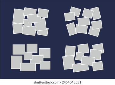 Set Pictures or photos frame collage abstract photo frames and digital photo wall template
