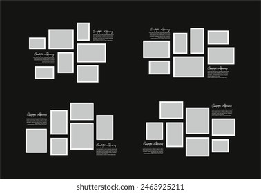 Set Bilder oder Fotos Rahmen Collage abstrakte Fotorahmen und digitale Fotowand Vorlage