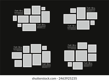 Set Pictures or photos frame collage abstract photo frames and digital photo wall template