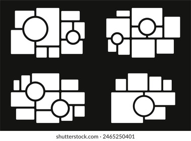 Set pictures or photos frame collage abstract photo frames and digital photo wall template