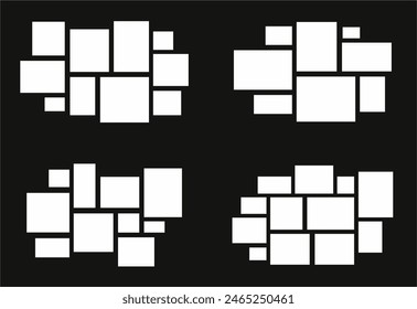 Set pictures or photos frame collage abstract photo frames and digital photo wall template