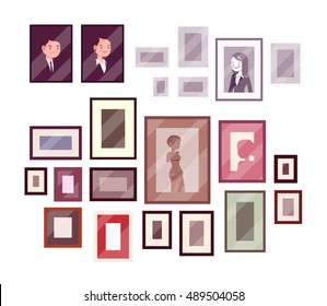 Set of pictures and photos isolated against white background. Cartoon vector flat-style illustration