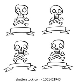 A set of pictures. The skull. 4  vector illustrations