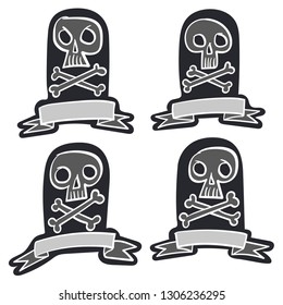 A set of pictures. The skull. 4 
 vector illustrations - Vector