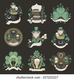 Set of pictures for St. Patrick's Day. Colored.