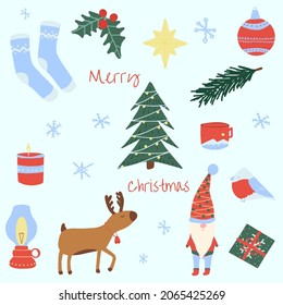 A set of pictures with a winter holiday theme. vector