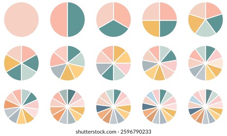 Set of Pie chart color icons,Different color circles donut and pie chart infographic elements set vector illustrasion.
