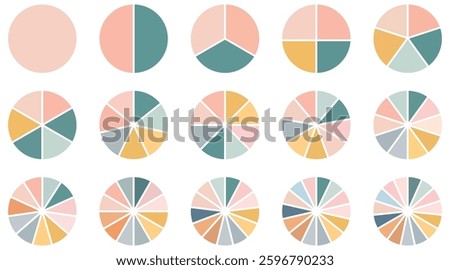 Set of Pie chart color icons,Different color circles donut and pie chart infographic elements set vector illustrasion.
