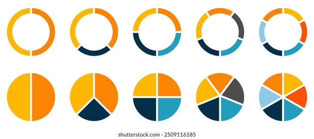Conjunto de design de gráfico de pizza. Ilustração vetorial