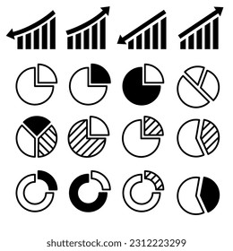 Set of Pie Chart and Graph icons. Vector illustration