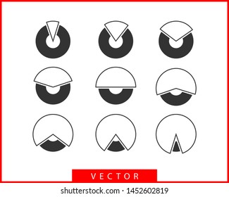 Set pie chart icons. Circle diagram vector. Collection Charts graphs logo template. Flat design.