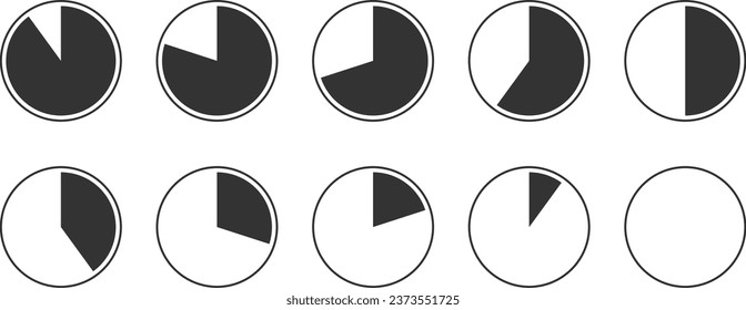 Set pie chart icons. Circle diagram vector. Collection Charts graphs logo template. Flat design.