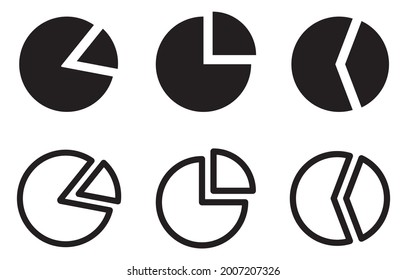 Set of pie chart icons. Pie chart for documents, reports, presentations. Business cycle. Vector.