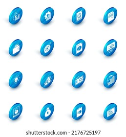Set Pie chart infographic, Document with, Wallet stacks paper money cash, Light bulb rays shine and concept of idea, Target, Computer monitor and  icon. Vector