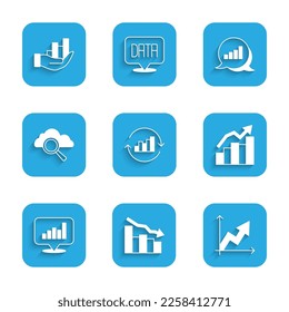 Set Pie chart infographic, Financial growth decrease, Search cloud computing,  and  icon. Vector