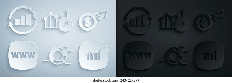 Set Pie chart infographic, Financial growth dollar, Website template,  and Graph icon. Vector