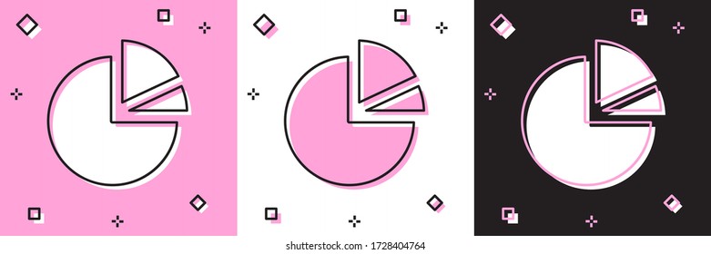 Set Pie chart infographic icon isolated on pink and white, black background. Diagram chart sign. Vector Illustration