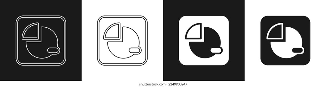 Set Pie chart infographic icon isolated on black and white background. Diagram chart sign.  Vector