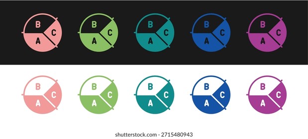 Set Pie chart infographic icon isolated on black and white background. Diagram chart sign.  Vector