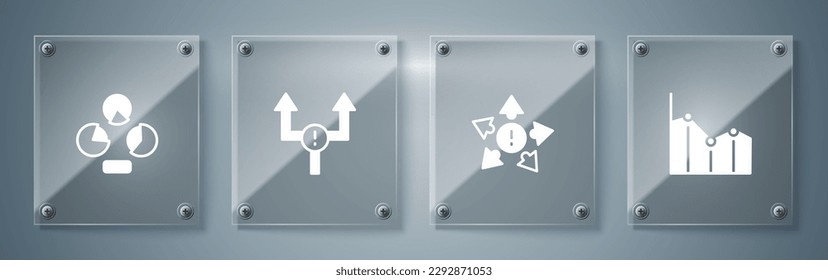 Set Pie chart infographic, Many ways directional arrow, Arrow and . Square glass panels. Vector