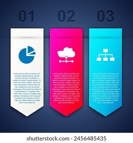 Set Pie chart infographic, Network cloud connection and Hierarchy organogram. Business infographic template. Vector