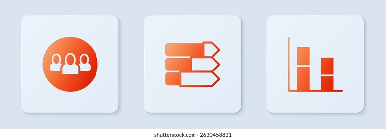 Set Pie chart infographic, Project team base and Graph, chart, diagram. White square button. Vector