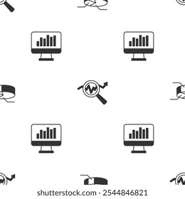 Definir infográfico de gráfico de Pizza, Pesquisar análise de dados e Monitorar com um padrão perfeito. Vetor