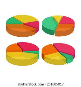 Set of pie chart for infographics with 3D effect.