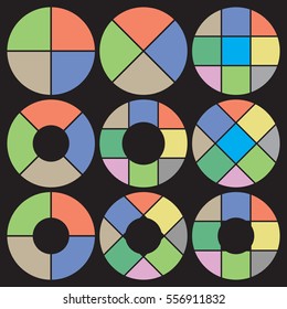 A set of pie charts
