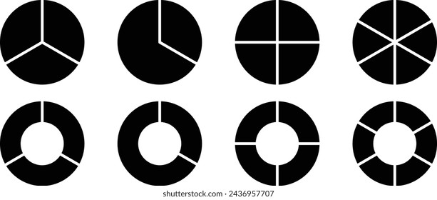 Conjunto de diagramas circulares. Ilustración vectorial.