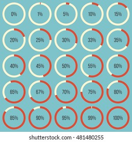 Set Of Pie Charts Or Donut Graph Diagram Icon In Varied Percent For Graphic Info