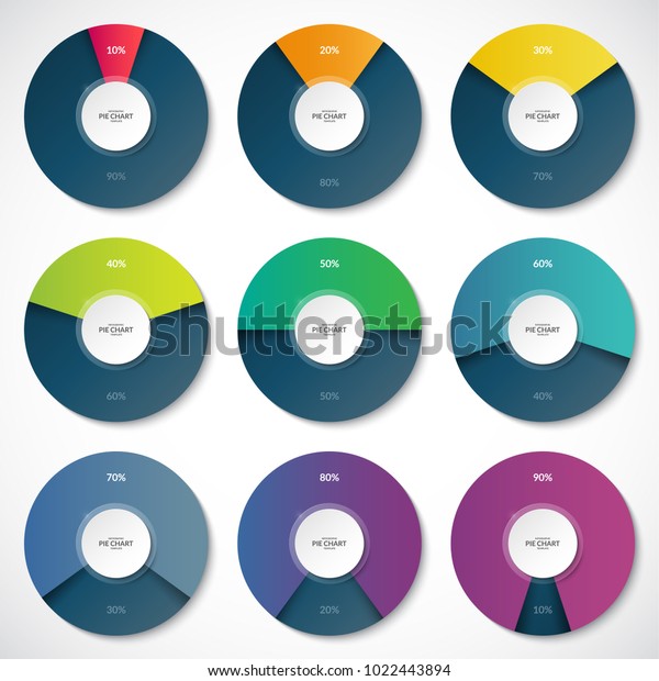 Set Pie Charts Share 10 Stock Vector Royalty Free