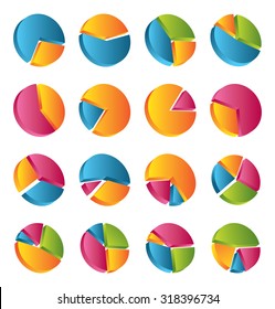 set of pie graphic chart