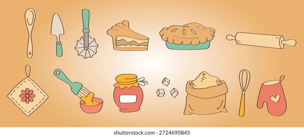 ilustração de vetor de conjunto de ingredientes de pizza