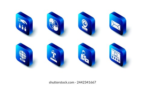 Set Piece of Puzzle, Arbeitsort, Umschlag, Browser-Dateien, Geschäftsmann, Stage Stand Tribune, Weltweit und Boss mit Mitarbeiter-Symbol. Vektor