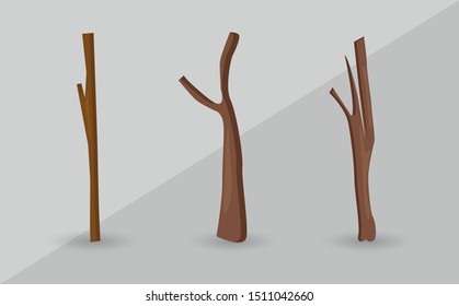 set of piece of wood illüstration vector.