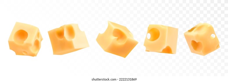 Set Stück Käse. Vektorgrafik.