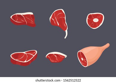 
Set of pieces of meat. Fresh meat for grilling and barbecue