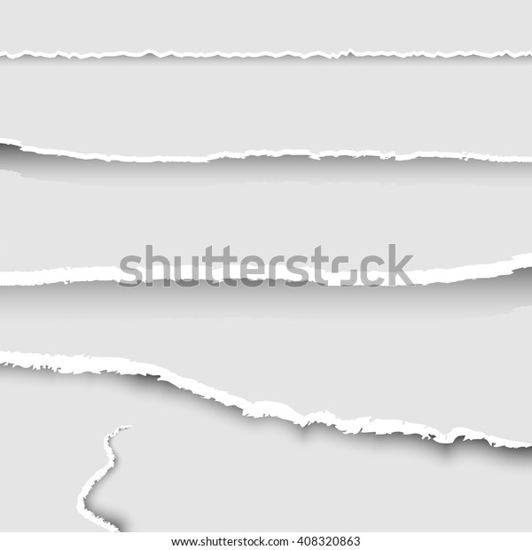 Set of pieces of torn paper with\
ripped edges and shadows, banners set, background,\
vector