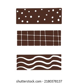 Set pieces washy tape in doodle style,wave, polka dot and lines decorations for planner, stickers isolated on white background.